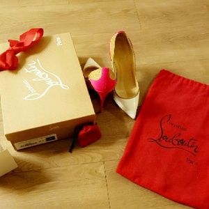 CHRISTIAN LOUBOUTIN Tucsick 100 White Pink Glitter